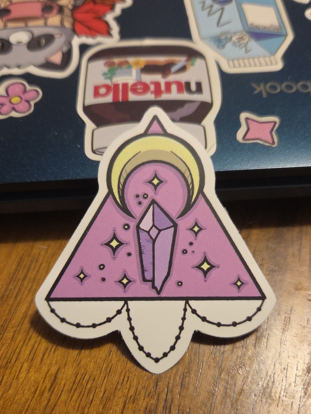 Mystic Crystal Sticker - Purple Crescent Moon Design